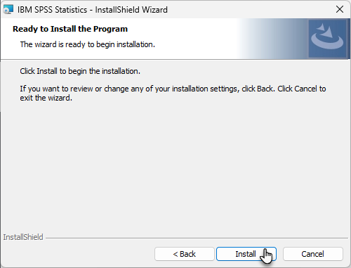 SPSS Install Wizard Install Screen