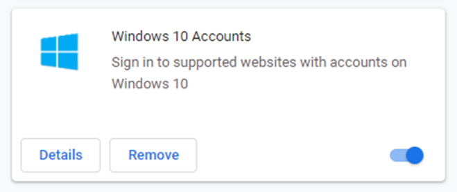 Screen capture of Windows 10 Accounts extension